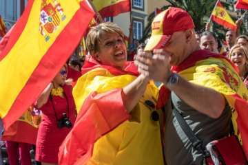Manifestación por la unidad de España en la capital de Gran Canaria (Foto TA/J.F.F Belda)