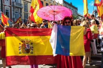 Manifestación por la unidad de España en la capital de Gran Canaria (Foto TA/J.F.F Belda)
