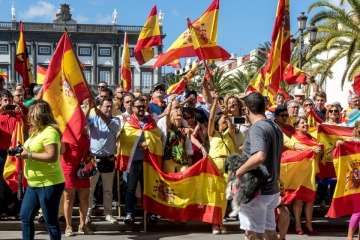 Manifestación por la unidad de España en la capital de Gran Canaria (Foto TA/J.F.F Belda)