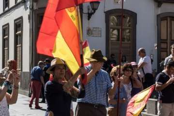 Manifestación por la unidad de España en la capital de Gran Canaria (Foto TA/J.F.F Belda)