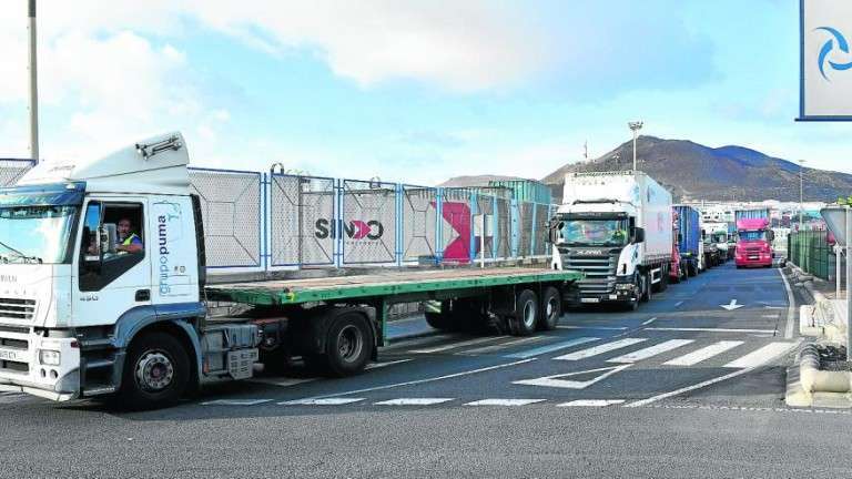 Imagen de archivo de camiones de carga en el Puerto de La Luz (Foto Canarias7 / Arcadio Suárez)