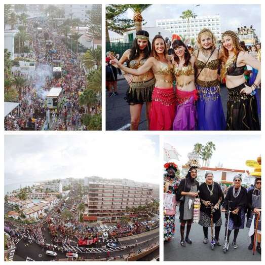 Mascaritas que participaron en el coso carnavalero del sur (Foto TA)