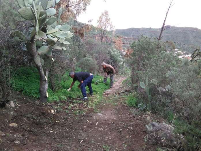 Labores de limpieza de un sendero de Valsequillo (Foto TA)