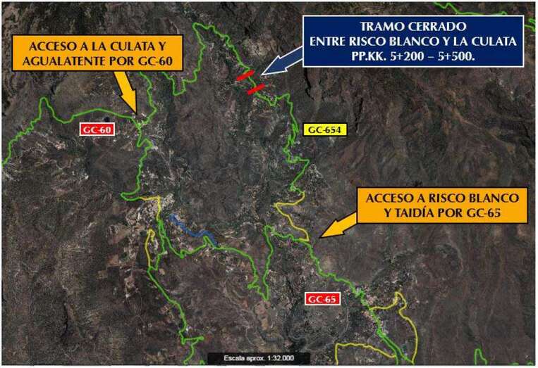El cierre se efectuará en el tramo entre Risco Blanco y La Culata y se extenderá aproximadamente durante dos meses (Foto TA)