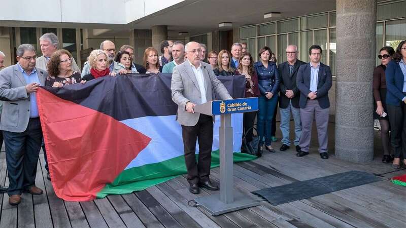 Imagen de archivo de un acto del Cabildo en apoyo del pueblo palestino (Foto TA)