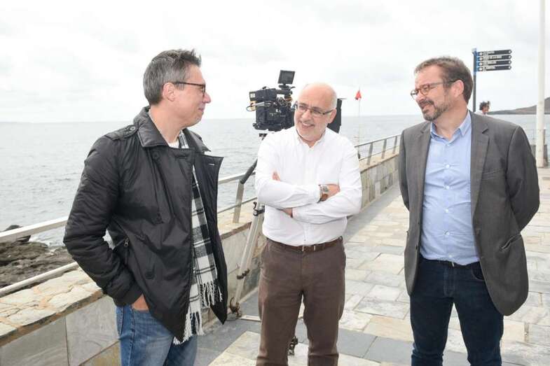 Morales, durante su visita al rodaje de La estrategia del pequinés (Foto TA)