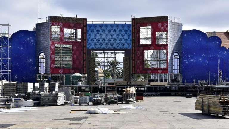 Imagen de archivo del montaje del escenario (Foto Canarias7)