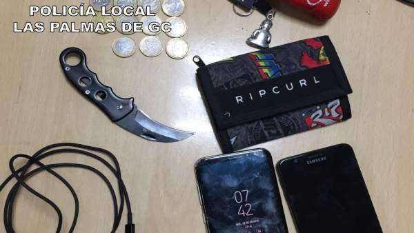 Material incautado al asaltante (Foto TA)