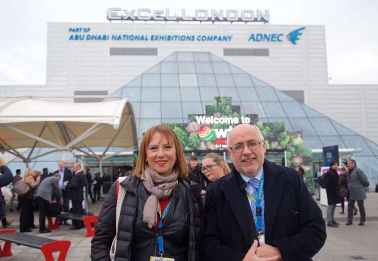 El presidente del Cabildo y la consejera insular de Turismo en la Feria de Turismo de Londres (Foto TA)