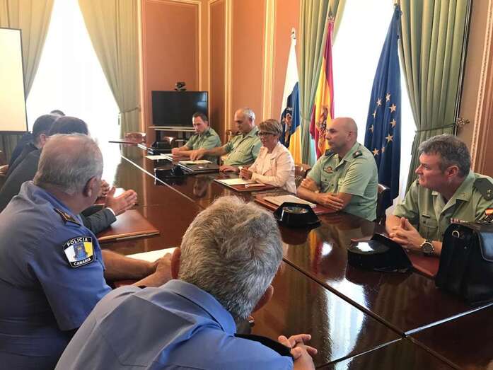 Momento de la reunión de este lunes con la delegada del Gobierno en Canarias, Elena Máñez (Foto TA)