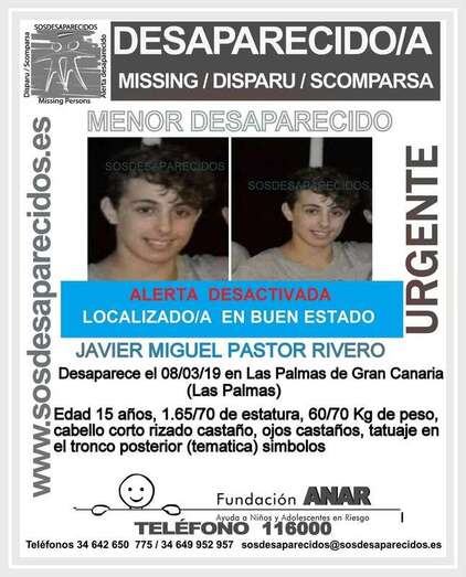 Cartel anunciándose la desactivación de la búsqueda de Javier Miguel Pastor (Foto TA)