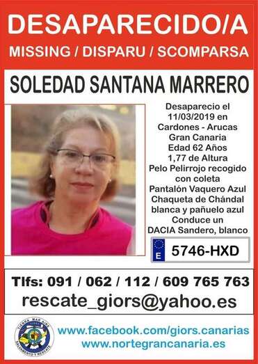 Cartel de búsqueda de Soledad Santana (Foto TA)