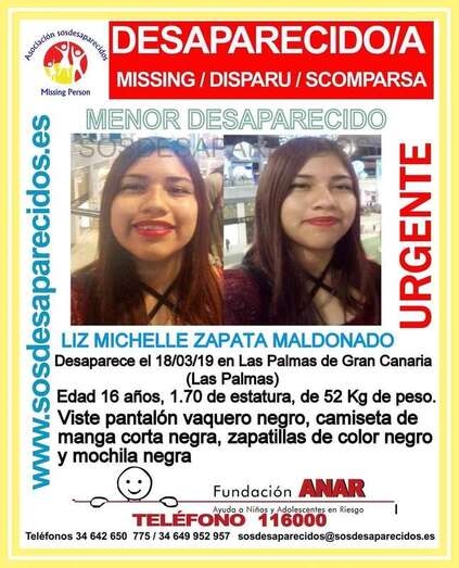 Alerta sobre la desaparición de Liz Michelle difundida por la Policía Local de la capital (Foto TA)