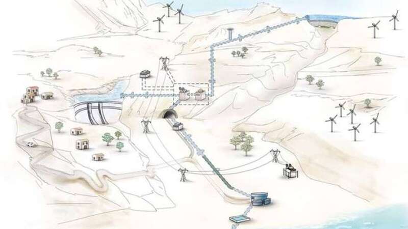 Infografía del salto de agua entre Chira y Soria y el resto de instalaciones de la central hidroeléctrica (Foto Canarias7)