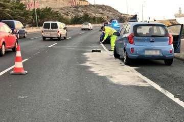 Retenciones en la entrada a la capital por el sur por un accidente en La Laja (Foto TA)