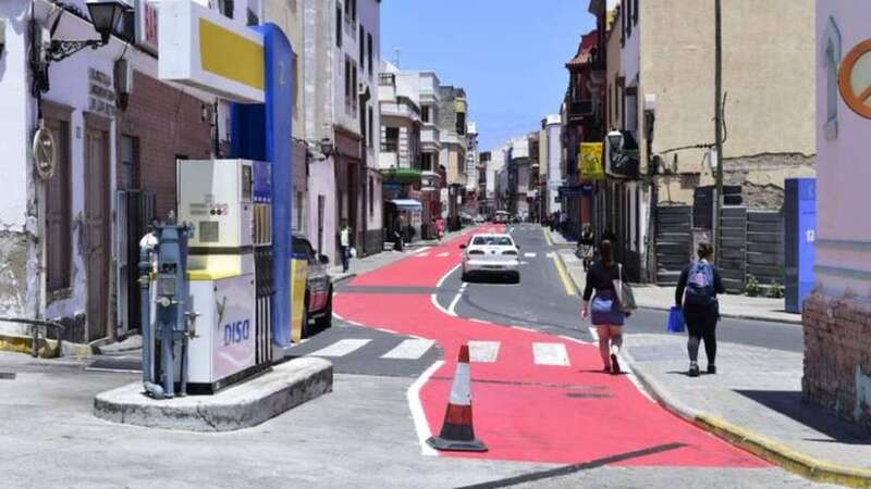 Imagen del polémico carril bici de Vegueta (Foto Canarias7)