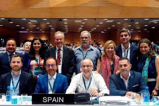 Delegación española en la reunión de la Unesco en Bakú que defendió la candidatura de Risco Caído (Foto TA)