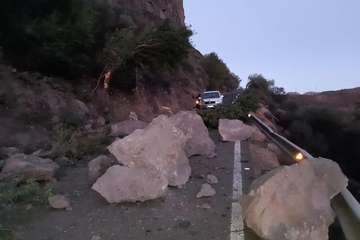 Cierre de la carretera de Tejeda a Ayacata por desprendimientos (Foto TA)