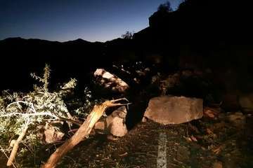 Cierre de la carretera de Tejeda a Ayacata por desprendimientos (Foto TA)