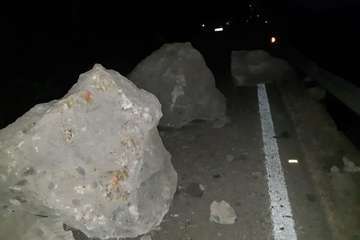 Cierre de la carretera de Tejeda a Ayacata por desprendimientos (Foto TA)