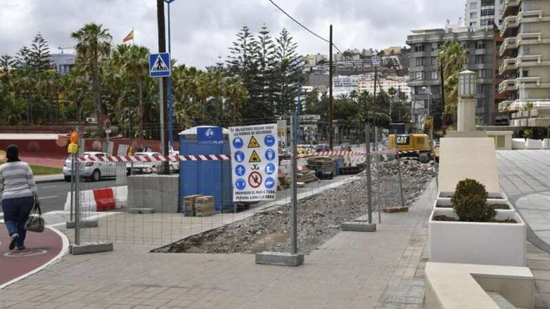 Obras de la galería subterránea en la calle de Luis Doreste Silva (Foto C7)