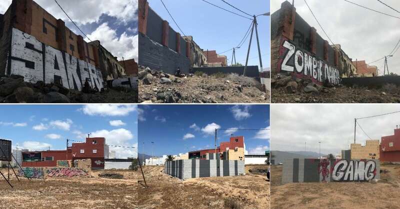 Imagen de la actuación y los nuevos grafitis en Lomo Caraballo (Foto TA)