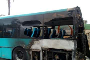  Arde una guagua de Global en Arucas (Foto TA)