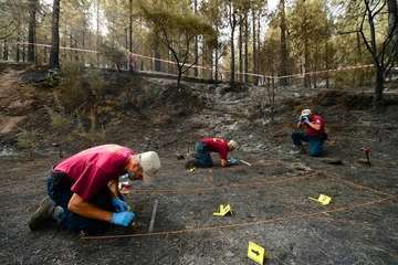Explicación y recreación de la investigación de causas de incendios forestales (Foto TA)