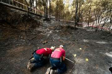 Explicación y recreación de la investigación de causas de incendios forestales (Foto TA)