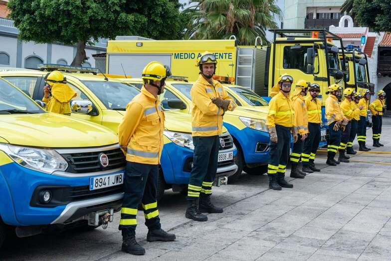 Imagen de archivo de parte de los recursos contraincendios del Cabildo grancanario (Foto TA)