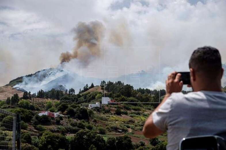 Imagen de archivo del incendio forestal declarado en Valleseco (Foto Efe / Ángel Medina G.)