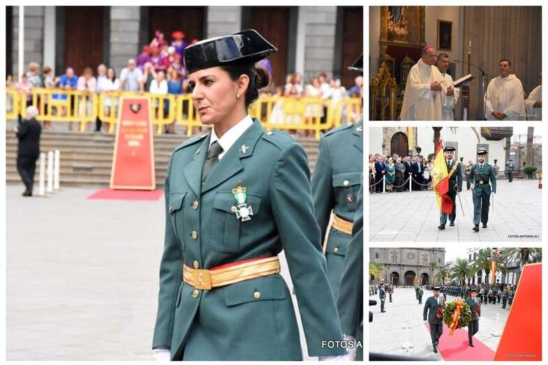 Diferentes momentos del acto de este mediodía en la capital grancanaria (Foto TA)