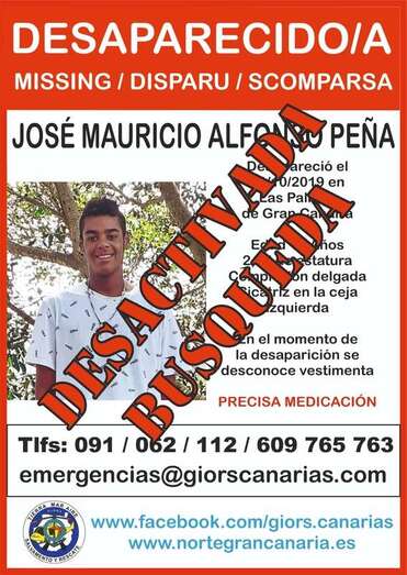 Cartel de desactivación de la búsqueda del menor (Foto TA)