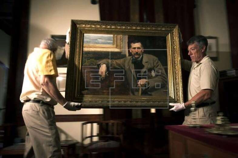 Retrato de Benito Pérez Galdós que pintó Joaquín Sorolla, en la casa del escritor en Las Palmas de Gran Canaria (Foto Efe / Ángel Medina G.)