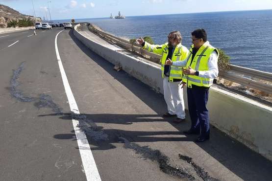 La GC-1 se fisura a la altura del Tivoli (Foto TA)