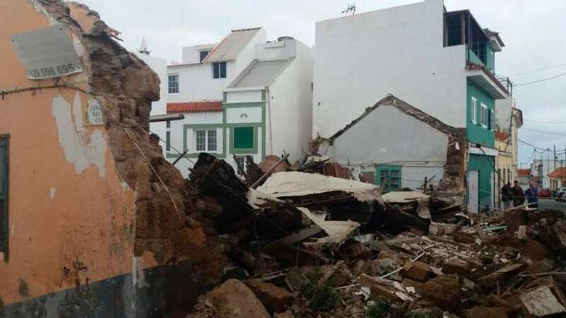 La vivienda del antiguo bar Bocoy, en La Atalaya de Santa Brígida, se vino abajo este viernes (Foto Canarias7)