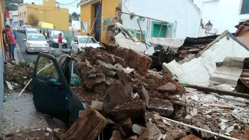 La vivienda del antiguo bar Bocoy en La Atalaya de Santa Brígida se vino abajo este viernes (Foto TA)
