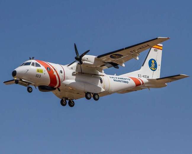 Imagen del Sasemar 103, el avión de Salvamento Marítimo destacado en Gran Canaria (Foto TA)