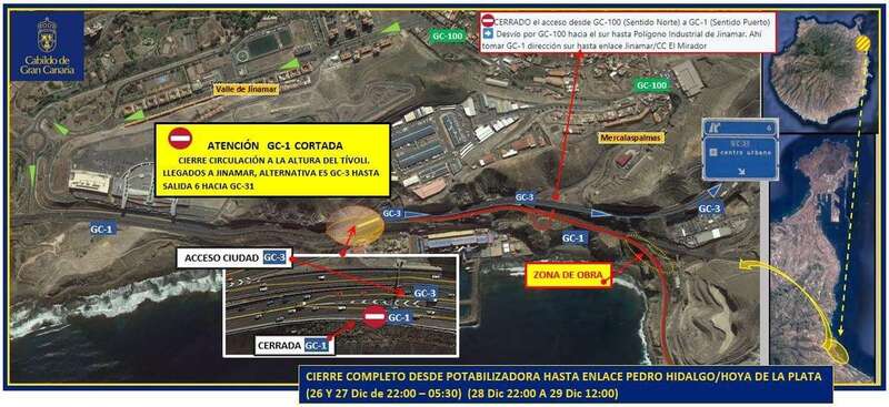 Cartel indicativo del cierre y desvío (Foto TA)