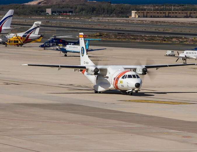 Imagen del avión Sasemar 103 en Gando (Foto Antonio Rodríguez)