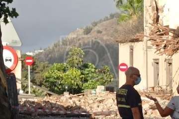 Derrumbe de la fachada de una casa en Santa Brígida/TA.