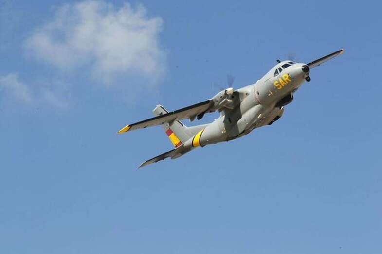 Imagen de archivo del avión del SAR destacado en la Base Aérea de Gando (Foto TA)
