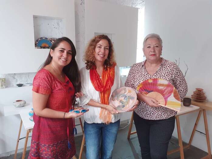 En la muestra participan las artesanas Claudia Díaz, Carmen Morán y Paola Duque/TA.