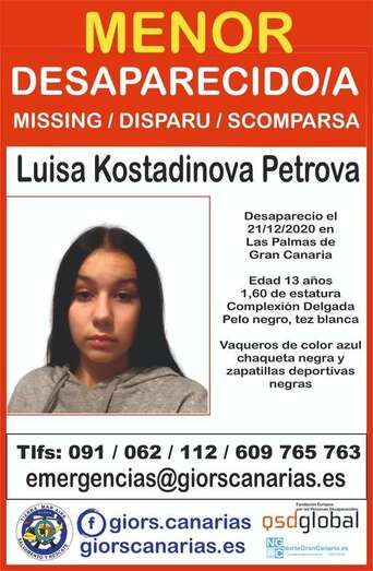 Cartel de búsqueda de la menor/TA.