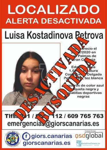 Desactivada la búsqueda de la menor Luisa Kostadinova/TA.