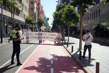 Protesta por el cierre de los gimnasios durante la fase 3 de la alerta sanitaria/Acfi Press.