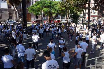 Protesta por el cierre de los gimnasios durante la fase 3 de la alerta sanitaria/Acfi Press.