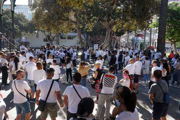 Protesta por el cierre de los gimnasios durante la fase 3 de la alerta sanitaria/Acfi Press.