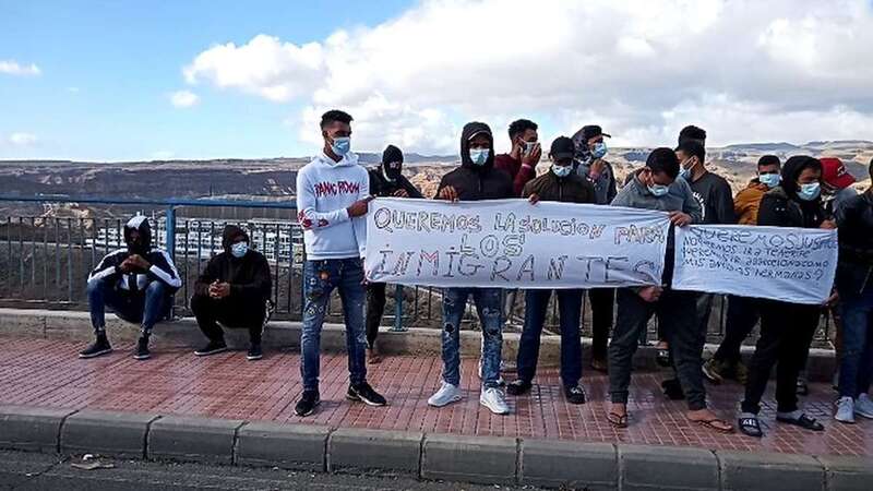 Momento de la protesta de inmigrantes/TA.