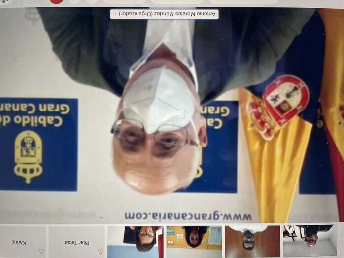 Antonio Morales, presidente del Cabildo, durante la reunión telemática de la Mesa de Comercio de Gran Canaria/TA.